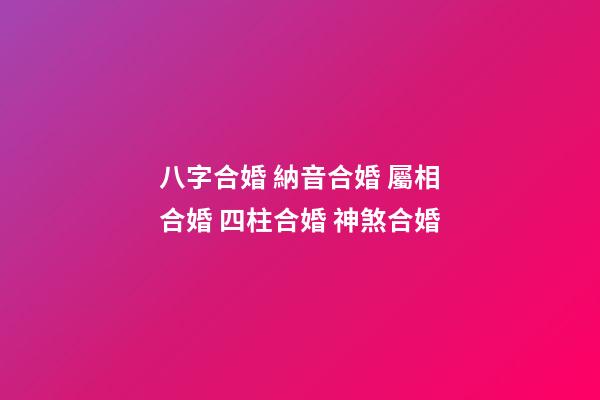 八字合婚 納音合婚 屬相合婚 四柱合婚 神煞合婚
